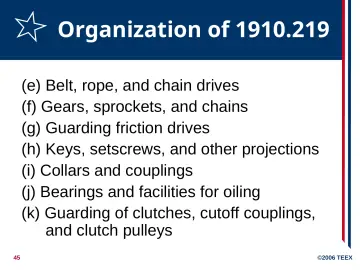 Slide 45: Organization of 1910.219