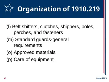Slide 46: Organization of 1910.219