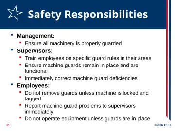 Slide 61: Safety Responsibilities