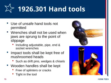 Slide 73: 1926.301 Hand tools
