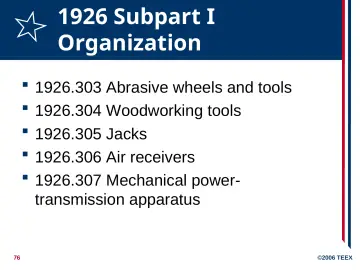 Slide 76: 1926 Subpart I Organization