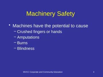 Slide 4: Machinery Safety