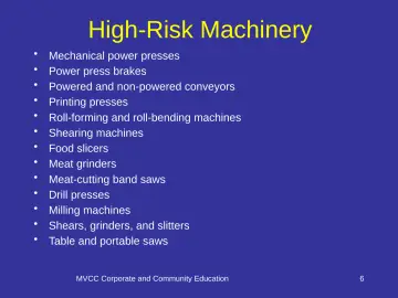Slide 6: High-Risk Machinery