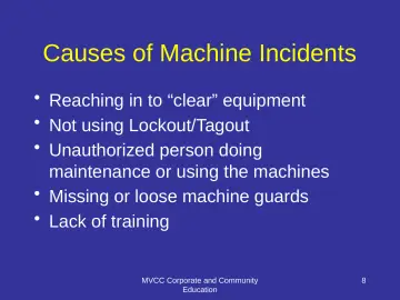 Slide 8: Causes of Machine Incidents