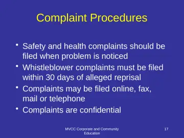 Slide 17: Complaint Procedures