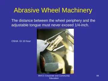 Slide 89: Abrasive Wheel Machinery