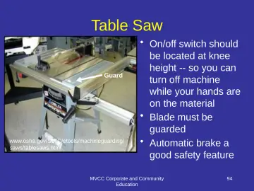 Slide 94: Table Saw