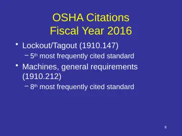 Slide 8: OSHA Citations Fiscal Year 2016