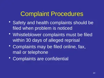 Slide 14: Complaint Procedures