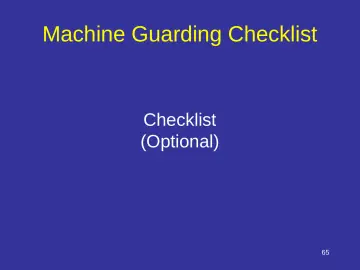 Slide 65: Machine Guarding Checklist