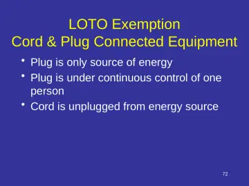 Slide 72: LOTO Exemption