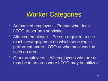 Slide 74: Worker Categories