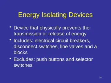 Slide 78: Energy Isolating Devices