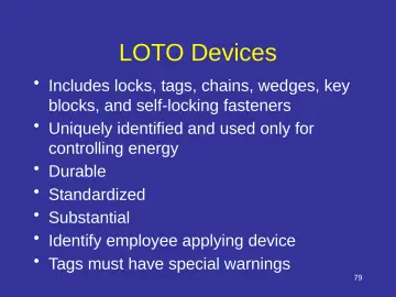 Slide 79: LOTO Devices