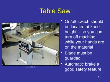 Slide 91: Table Saw
