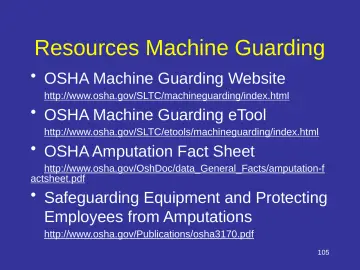 Slide 105: Resources Machine Guarding