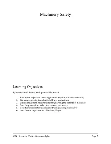 Page 2: Machinery Safety