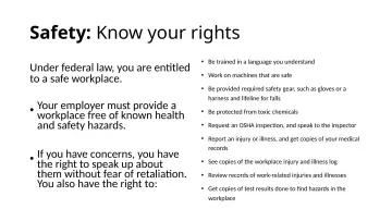 Slide 6: Safety: Know your rights