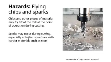 Slide 14: Hazards: Flying chips and sparks