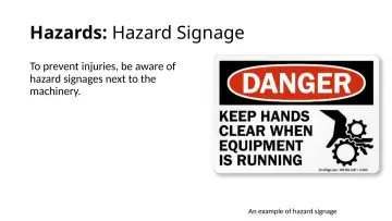 Slide 15: Hazards: Hazard Signage