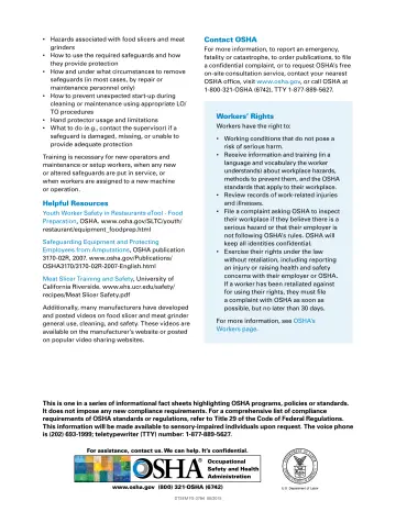 Page 3: Hazards associated with food slicers and meat grinders