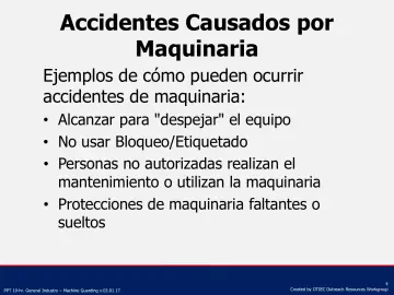 Slide 4: Accidentes Causados por Maquinaria