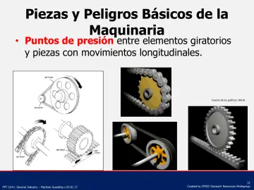 Slide 12: Piezas y Peligros Básicos de la Maquinaria