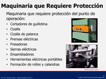 Slide 20: Maquinaria que Requiere Protección