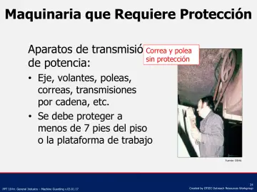 Slide 24: Maquinaria que Requiere Protección