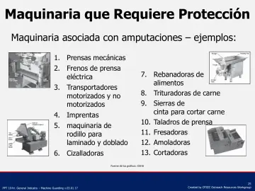 Slide 25: Maquinaria que Requiere Protección