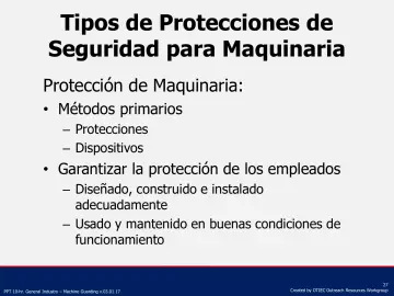 Slide 27: Tipos de Protecciones de Seguridad para Maquinaria