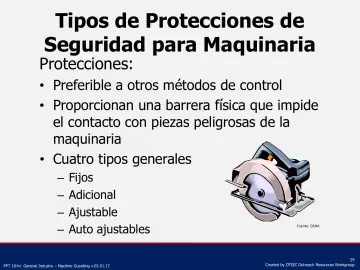 Slide 29: Tipos de Protecciones de Seguridad para Maquinaria