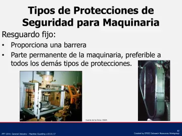 Slide 30: Tipos de Protecciones de Seguridad para Maquinaria