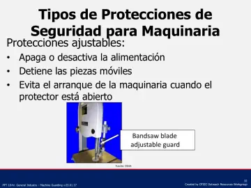 Slide 32: Tipos de Protecciones de Seguridad para Maquinaria