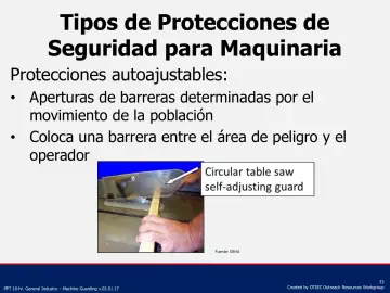Slide 33: Tipos de Protecciones de Seguridad para Maquinaria