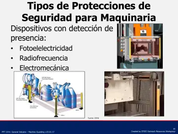Slide 35: Tipos de Protecciones de Seguridad para Maquinaria