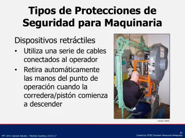 Slide 36: Tipos de Protecciones de Seguridad para Maquinaria