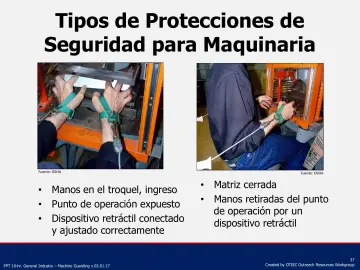 Slide 37: Tipos de Protecciones de Seguridad para Maquinaria