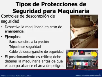 Slide 39: Tipos de Protecciones de Seguridad para Maquinaria