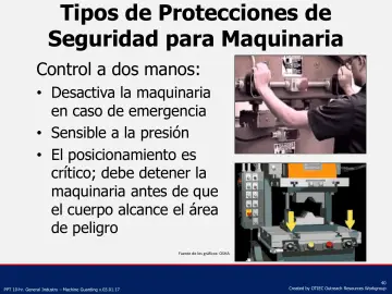 Slide 40: Tipos de Protecciones de Seguridad para Maquinaria