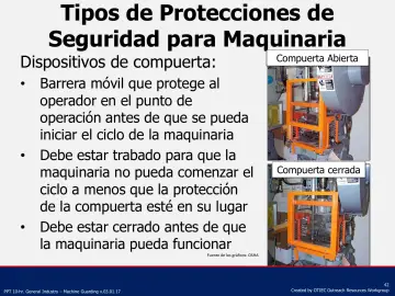 Slide 42: Tipos de Protecciones de Seguridad para Maquinaria