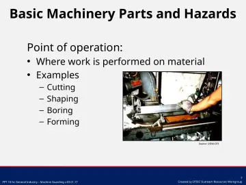 Slide 7: Basic Machinery Parts and Hazards