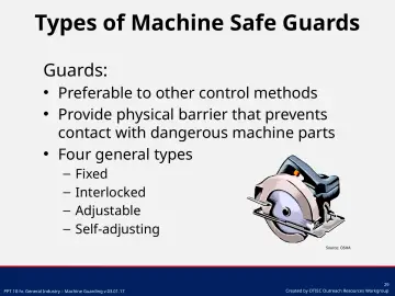 Slide 29: Types of Machine Safe Guards