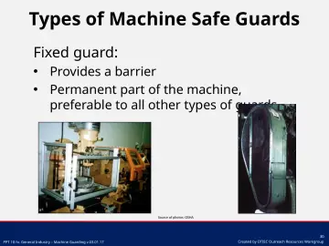 Slide 30: Types of Machine Safe Guards