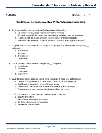 Page 1: Extensión de 10 horas sobre Industria General