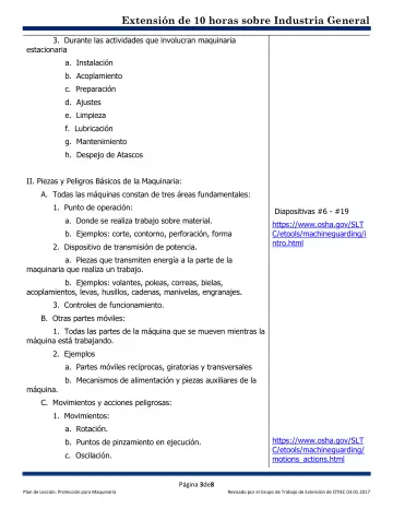 Page 3: 3. Durante las actividades que involucran maquinaria estacionaria
