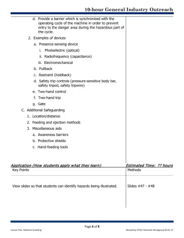Page 6: d. Provide a barrier which is synchronized with the operating cycle of the machine in…