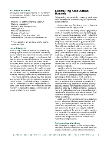 Page 11: Controlling Amputation Hazards