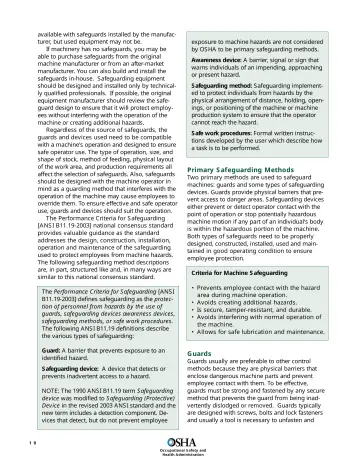 Page 12: available with safeguards installed by the manufacturer, but used equipment may not be.