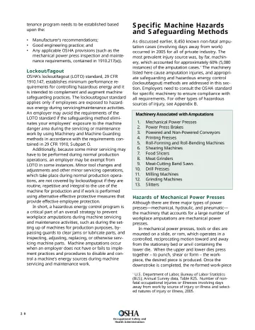 Page 22: Specific Machine Hazards and Safeguarding Methods